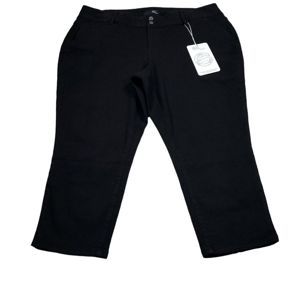 1822 Denim Crop Skinny Jeans Stretch Black Women's Plus Size 24W Re:Denim